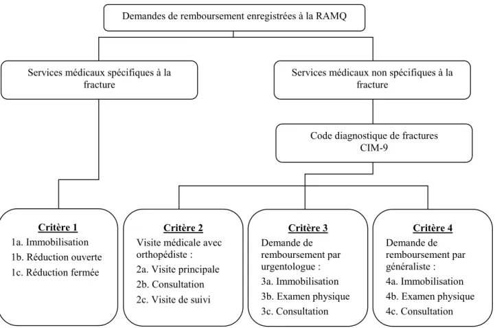 Figure 1. Critères d’identification des fractures, figure adaptée de Jean et al. [102] 