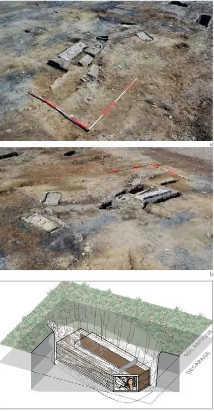 Fig. 9. Nécropole de Pont-l’Évêque. Contexte de découverte des stèles  dans la zone du grand enclos ouest