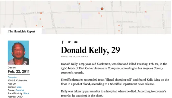 Fig. 1 – Une occurrence parmi tant d’autres : le meurtre de Donald  Kelly 