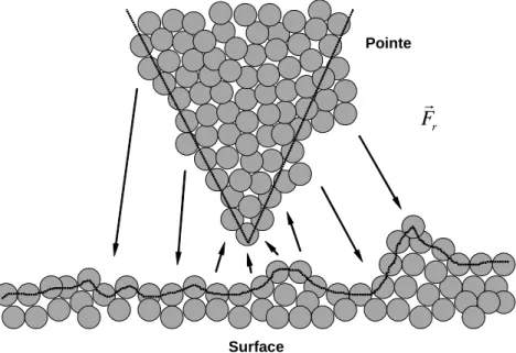 Figure 13 : Interactions à courte et moyenne distance entre une pointe et la surface d'un objet