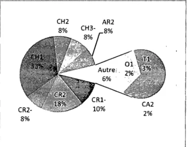 Figure 6 - Répartition en pourcentage des consignes de chaque type dans le  m:muel de Lamarre (2005a) 