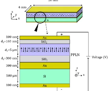 FIG.  2.  Configuration  of  the  waveguide  electro-optic  Bragg  deflector  tested both with ordinary and extraordinary light polarizations