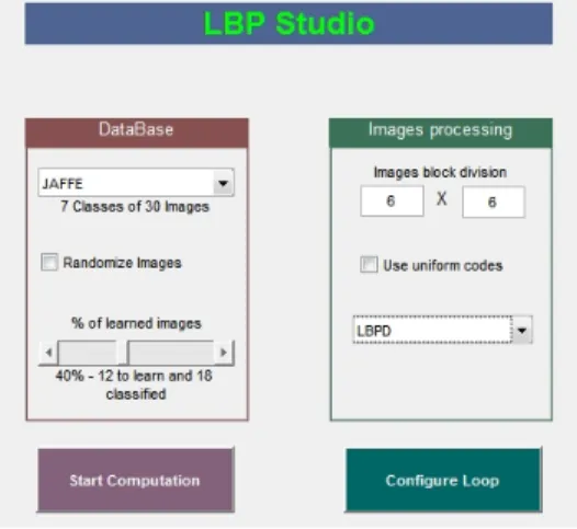 Fig. 6. Graphical interface of LBP Studio