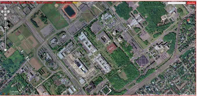 Figure 3.  Le campus de l’université Laval sur Wikimapia (affichage de base) 