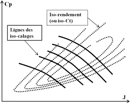 Figure I.17 – Formalisation des performances d’une hélice à calage variable sous forme de champ