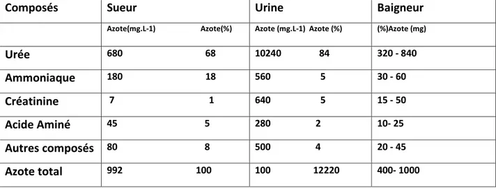 Tableau 2 : Quantité d’azote apportée par baigneur (OMS, 2006). 