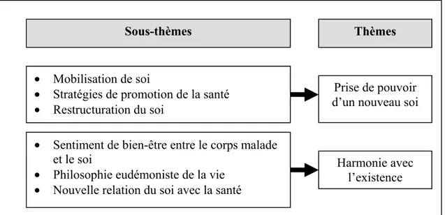 Figure 4. Sous-thèmes et thèmes de l’expérience de la santé-dans-la-maladie. 