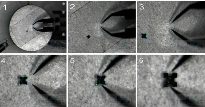 Fig. 8. Several shots during the studied sequence (detection, alignment, positioning and cantering).