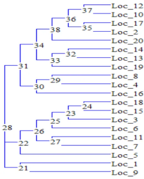 Figure 4.4 – Dendrogramme construit à l’aide de la matrice de distance à l’aide de LM m .