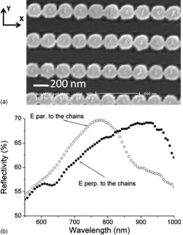 Figure 1 共 b 兲 shows the spectra in linear reflectivity. For each orientation of the electric field, a maximum is observed but at different spectral positions 共 at 790 and 930 nm for  X-and Y-polarizations, respectively 兲 