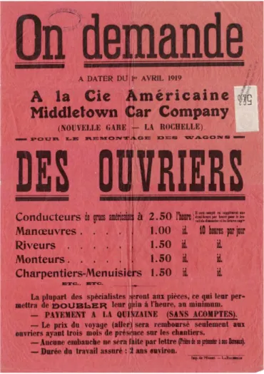 Illustration 5- Appel à la main-d’œuvre pour travailler   sur les chantiers de la Middletown 468 