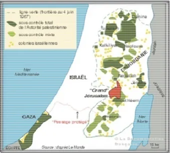 Figure 4 : Territoires palestiniens (Gaza et Cisjordanie) en 2001 – Documentation française 