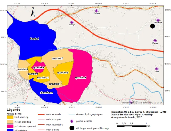 Figure 14 : Carte de la typologie des quartiers de la ville de Bangangté  