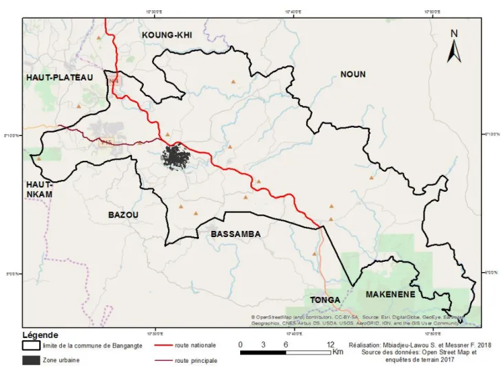 Figure 3 : Carte des limites administratives de la ville de Bangangté  