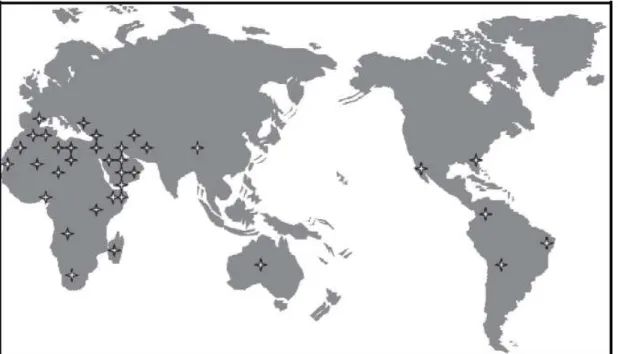 Figure  1: Répartition géographique du palmier dattier. 