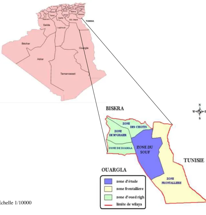 Figure  14:  Situation géographique de la région d'Oued-Souf (Google image, 2020). 