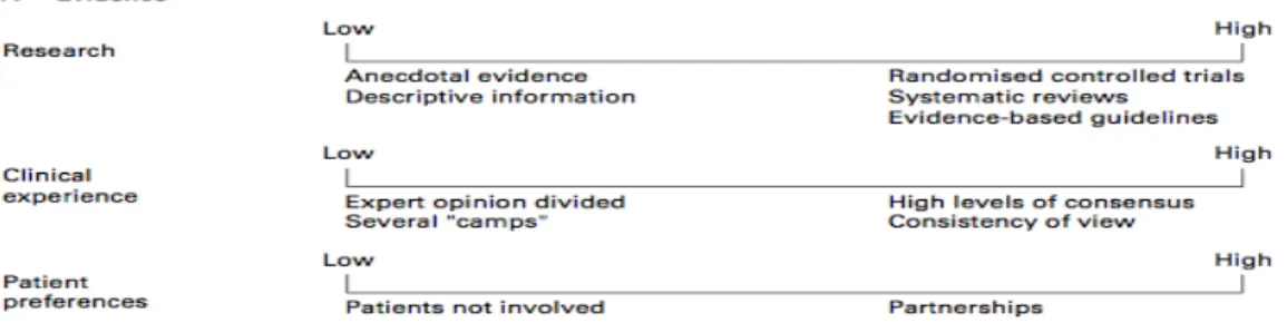 Figure 2 Conditions for evidence, Kiston,A., Harvey,G.,&amp;McCormack,B. (1998) Enabling the implementation of  evidence based practice: a conceptual framework, Quality in Health Care, 7, p 151