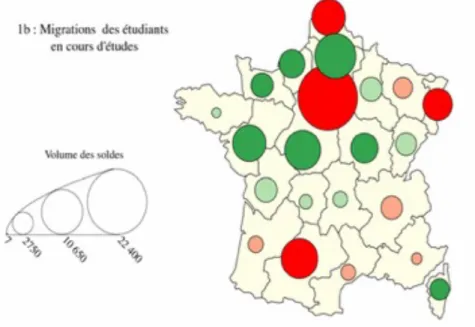 Figure 9b. Migrations des étudiants en cours d’études, génération 2010 