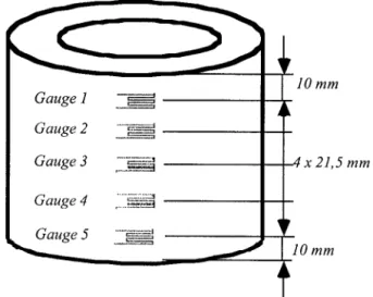 Figure 3. Measurement technique: strain gauges arrangement.