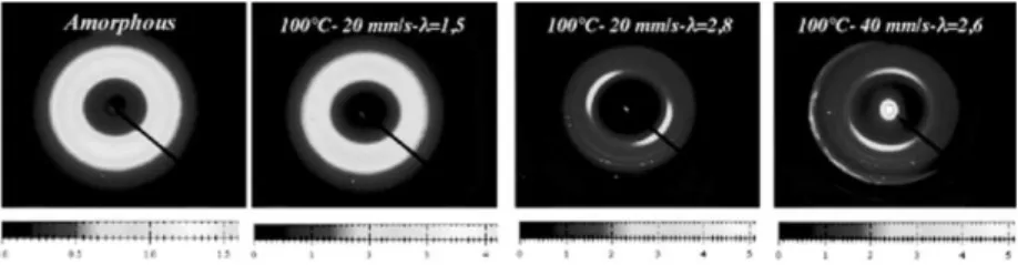 Fig. 13. Chain orientation at diﬀerent points on the specimen.