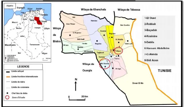 Figure 08 : La Situation  D’El Oued ,1997 La région de Souf se situe