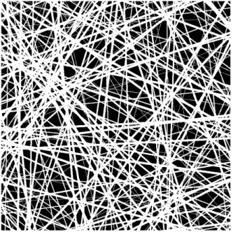 Figure 1: Simulation of a 2D Boolean model built on isotropic Poisson lines.
