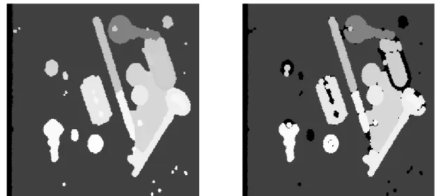 Fig. 3: Hexagonal opening of size 3 (right) of the cells of the partition (left).