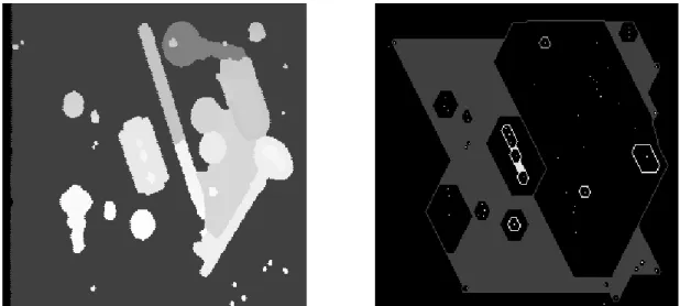 Fig. 4: Complete D thinning operator applied to partition cells. When a cell is not simply connected, this operator cannot reduce it to a single point (homotopy preservation).