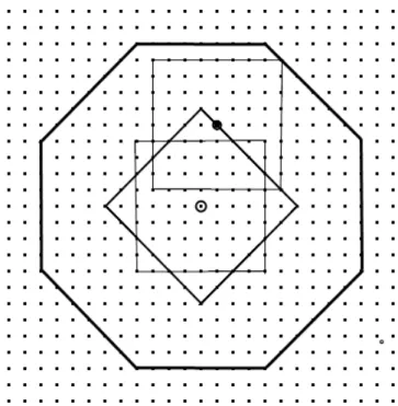 Figure 11:  Size 10 octogon obtained by a size 6 sparse conjugate square dilation followed by a size 4 square dilation