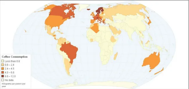 Figure 2 – Consommation annuelle par habitant en café dans le monde  44   