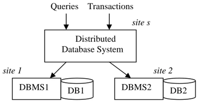 Figure 1. A distributed database system with two data sites 