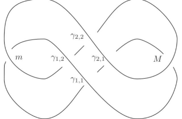 Figure 4. Lagrangian projection of the 2-copy Legendrian unknot after perturbation.