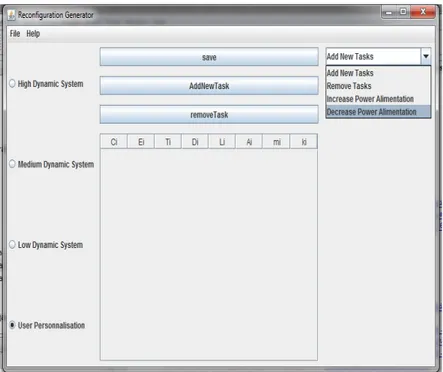 Fig. 3. The reconfiguration scenarios generator tool.