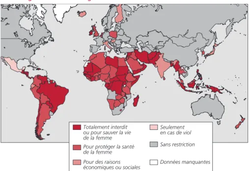 Figure 3. Situation légale de l’avortement dans le monde en 2017