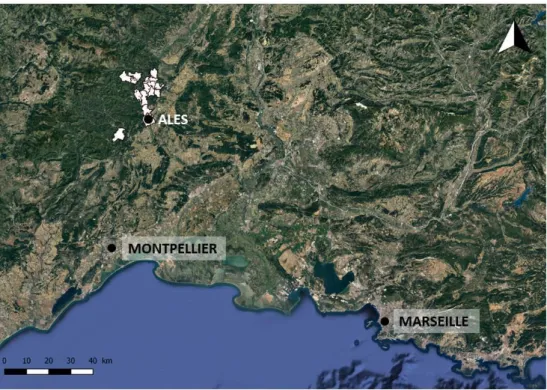 Figure 1. 5 : Localisation des 15 villes et villages touchés par la problématique des ruisseaux couverts 