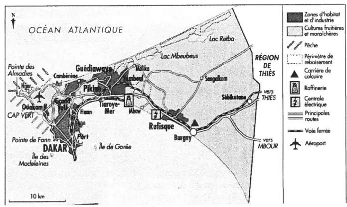 Fig. 1: Carte de la région de Dakar (Sénégal) Source: Ministère de l’éducation nationale du Sénégal, 1996.