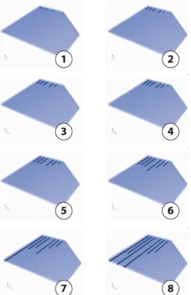 Fig. 19: Evolution de la fissuration matricielle sous chargement thermomécanique cyclique en  atmosphère oxydante (pli central d'un échantillon composite) [35]