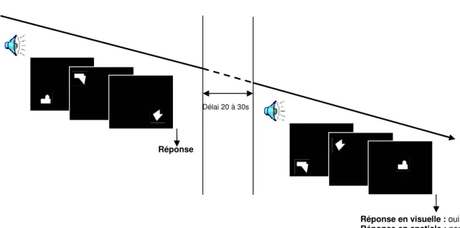 Figure 9. Illustration de la présentation des stimuli de la tâche concurrente visuelle et spatiale Réponse 