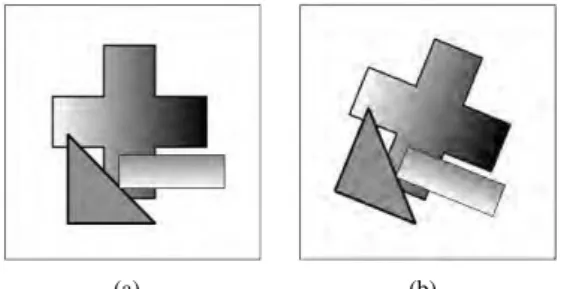 Figure 1 – À taux de compression égal avec JPEG2000, ici d’un ratio 1 : 31 , on constate moins de défauts visuels au niveau des contours horizontaux, verticaux et diagonaux (a) que sur les contours orientés différemment (b).