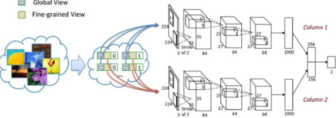 Figure 2.5: The convolutional neural network for aesthetic classification pro- pro-posed by Lu et al
