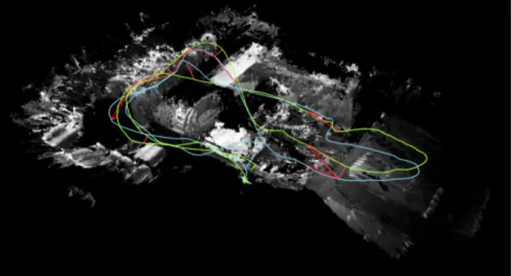 Fig. 1: Screenshot of reconstructed map and mesh for robot 4 in scenario 3 (see section X)