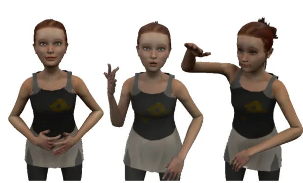 Figure 6.: Screenshots of the virtual signer ”Sally” from the Signcom project