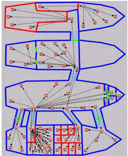 Fig. 5. Layout of simulation model of Acadie and ZigBee WSN topology 