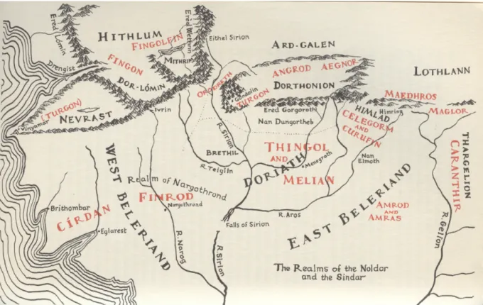 Figure 6.7 – Christopher Tolkien, « The Realms of the Noldor and the Sindar » , 1977.