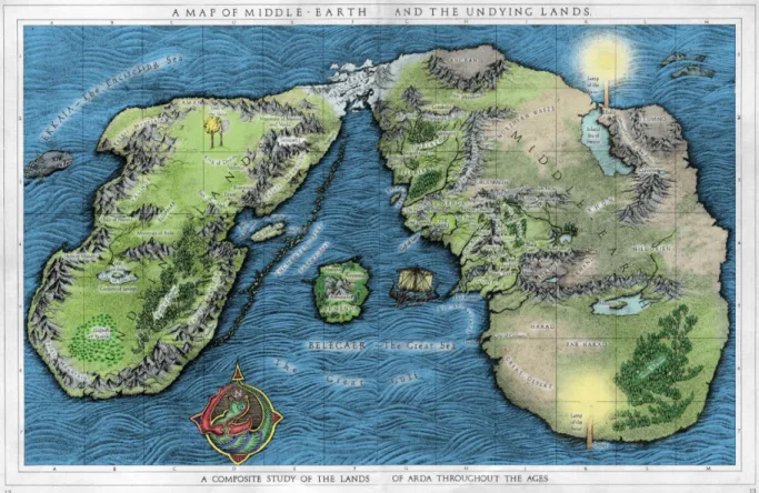 Figure 6.9 – « A Map of Middle-Earth and the Undying Lands. A Composite Study of the Lands of Arda throughout the Ages »