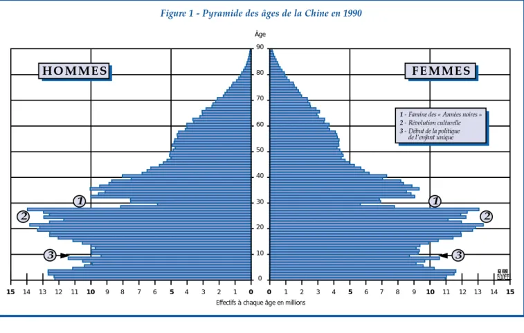 Figure 1 - Pyramide des âges de la Chine en 1990