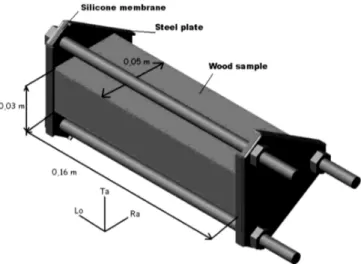 FIG. 1. Apparatus sealing both ends of the parallelepiped of wood (Lo: