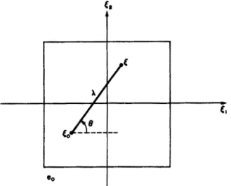 Fig.  2.  Polar  coordinatea  (A, 0)  in  the  nferenoc  element  e,.  Case  of  a  quadrilateral element