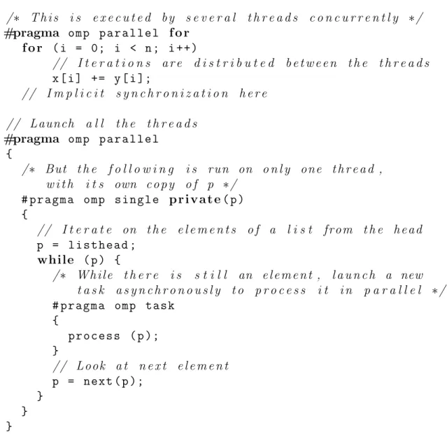 Figure 7: Small example of C language with o pen mp extension.