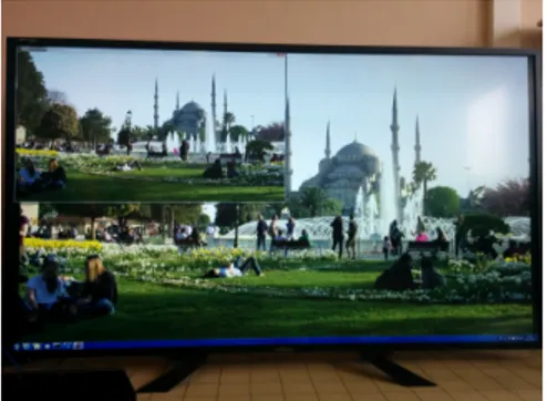 Fig. 2. GPAC player displaying 4K and HD video sequences on a 84 inches 4K TV